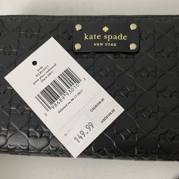 Kate Spade Wallet Penn Place Embossed Neda Zip Around Black Leather - Picture 4 of 4